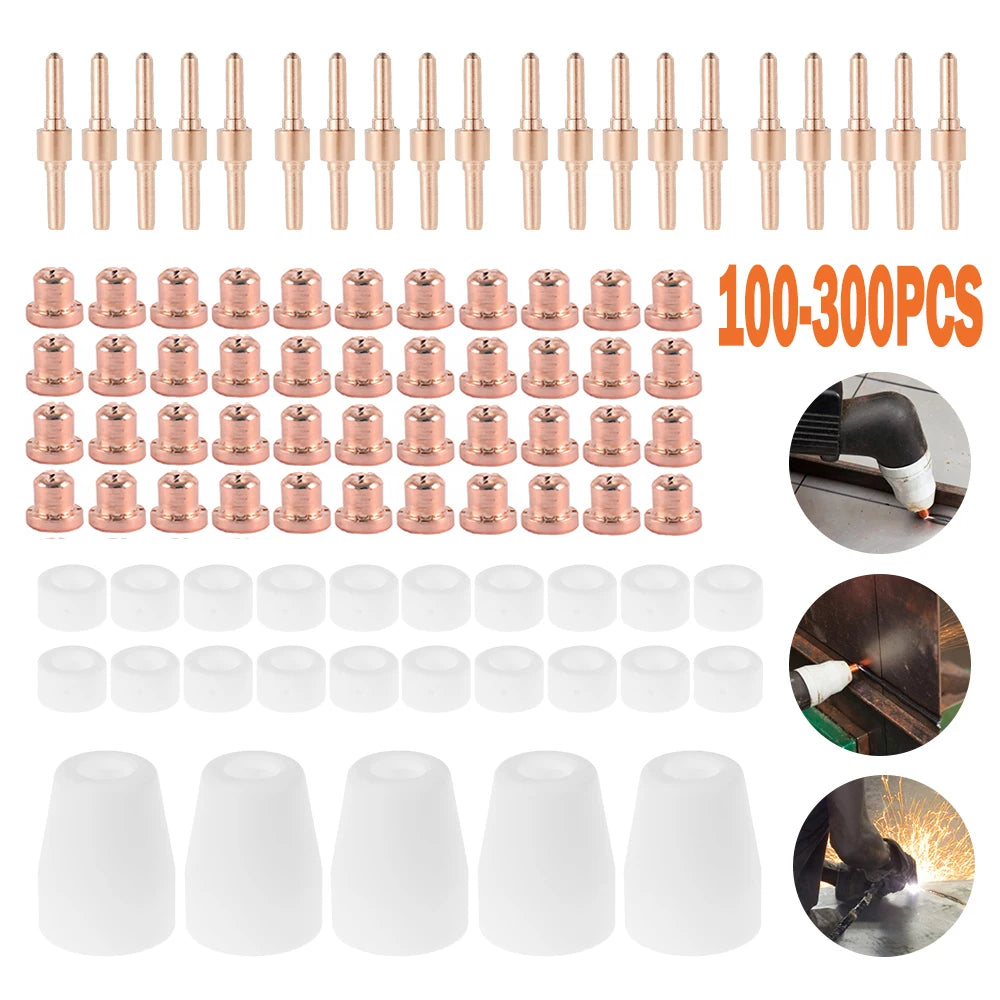 100-300PCS Plasma Cutting Tip Consumable For LG-40 PT-31 Cutting Torch CUT40 CUT50 Electrodes Advanced Shield Cups Nozzles Part Zpaxo 100PCS