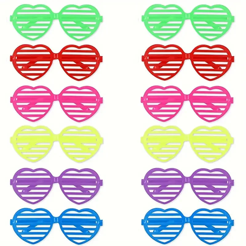 Neon Shutter Shadeds Glasses Vintage Plastic Heart Shades Sunglasses Zpaxo