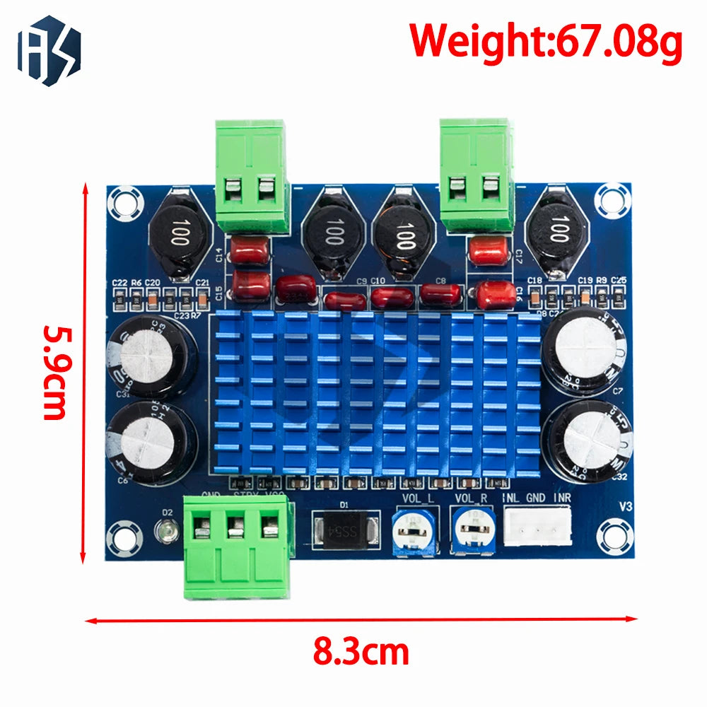 XH-M572 TPA3116D2 2 120W Stereo Amplifier Module 5V-28V Wide Voltage Zpaxo