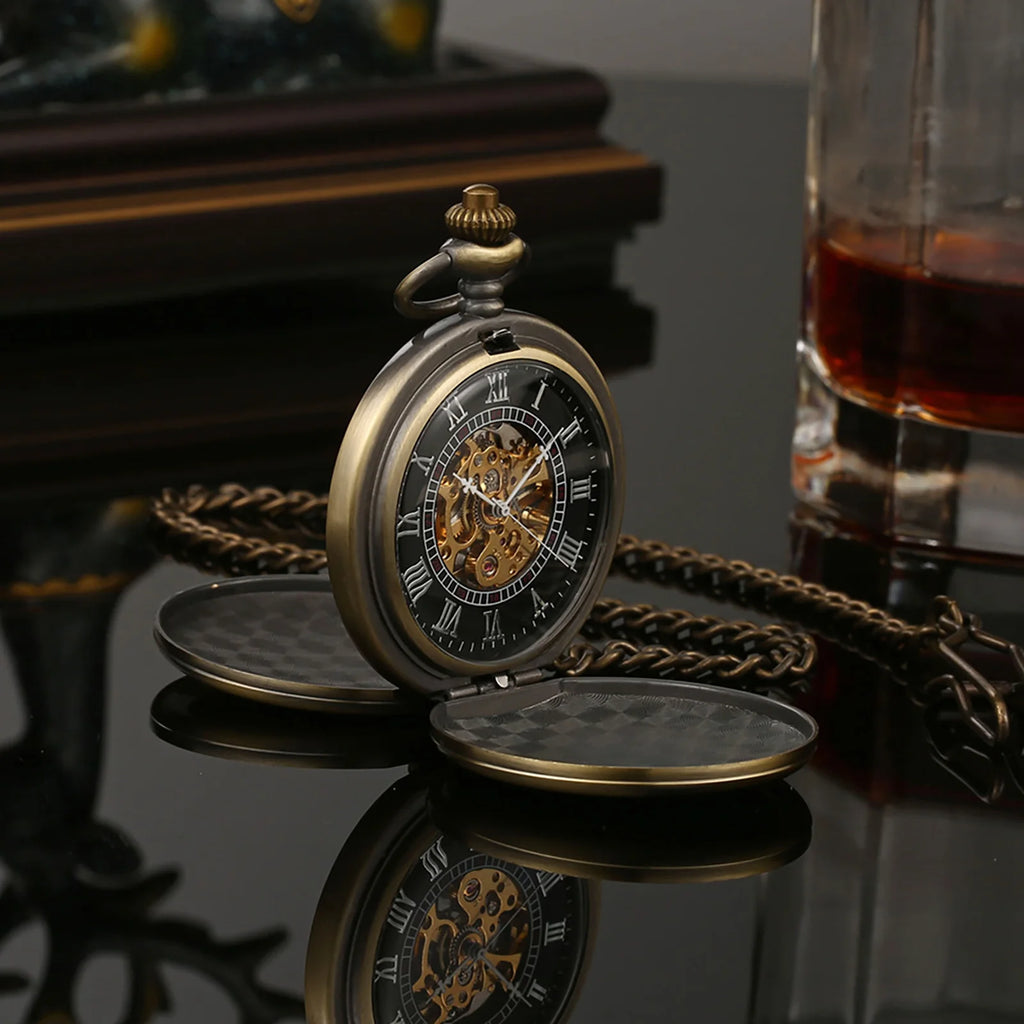 Antique Steampunk Vintage Roman Numerals Mechanical Pocket Watch