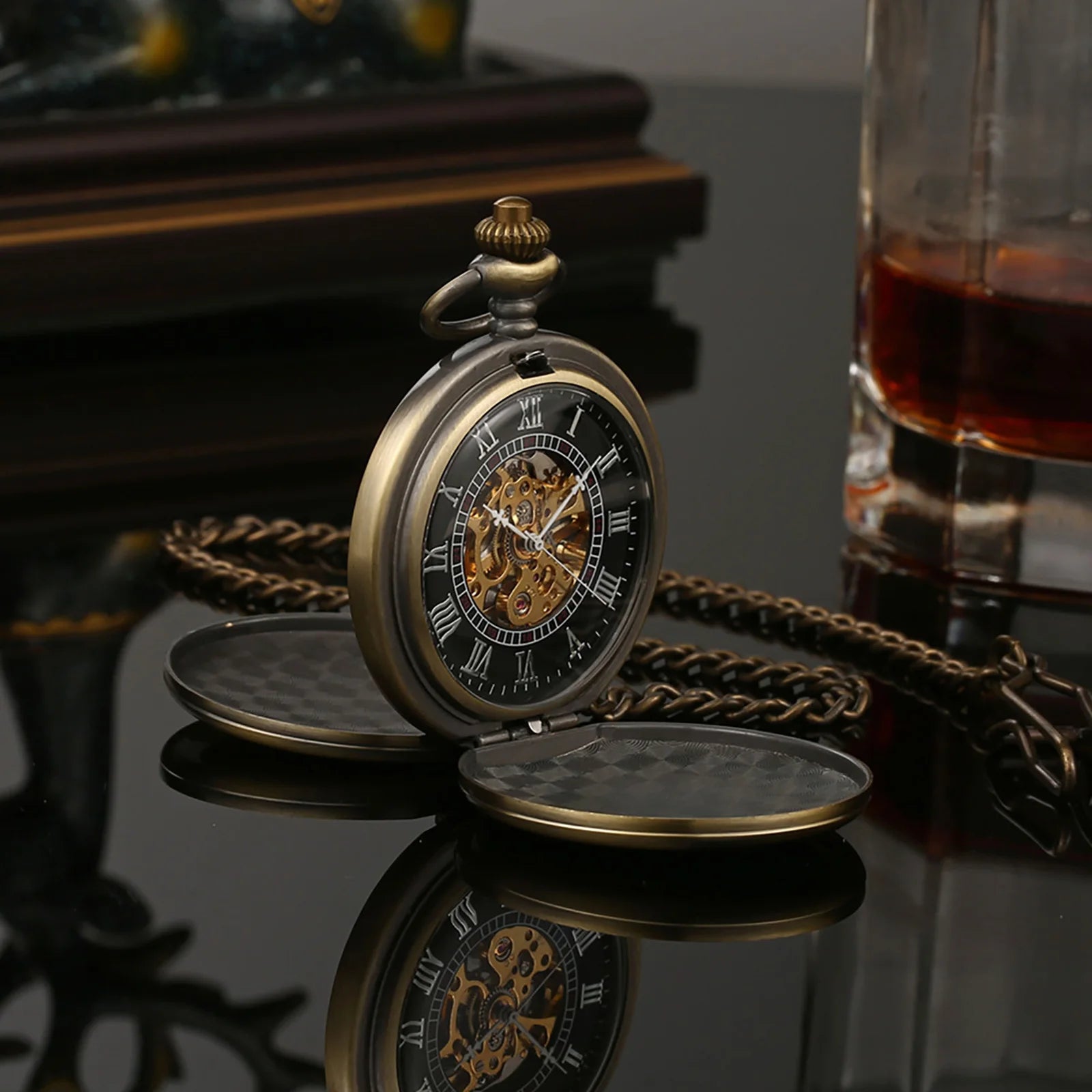Antique Steampunk Vintage Roman Numerals Mechanical Pocket Watch