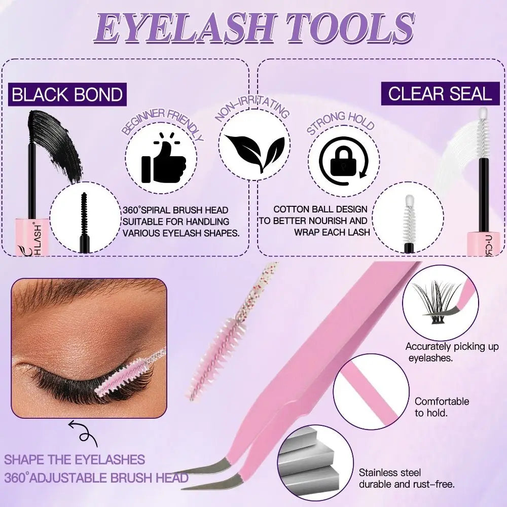 Waterproof Eyelash Extension Glue Non-irritating Tweezers Lash Zpaxo