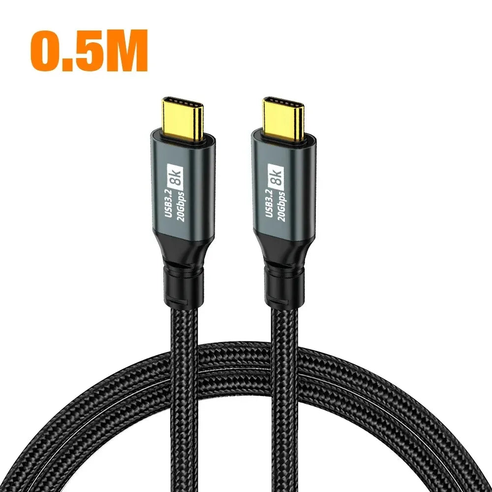 PD 100W USB-C Cable | USB 3.2 Gen 2 | 8K 60Hz | MacBook iPad USB-C Cable Zpaxo 0.5m Cable