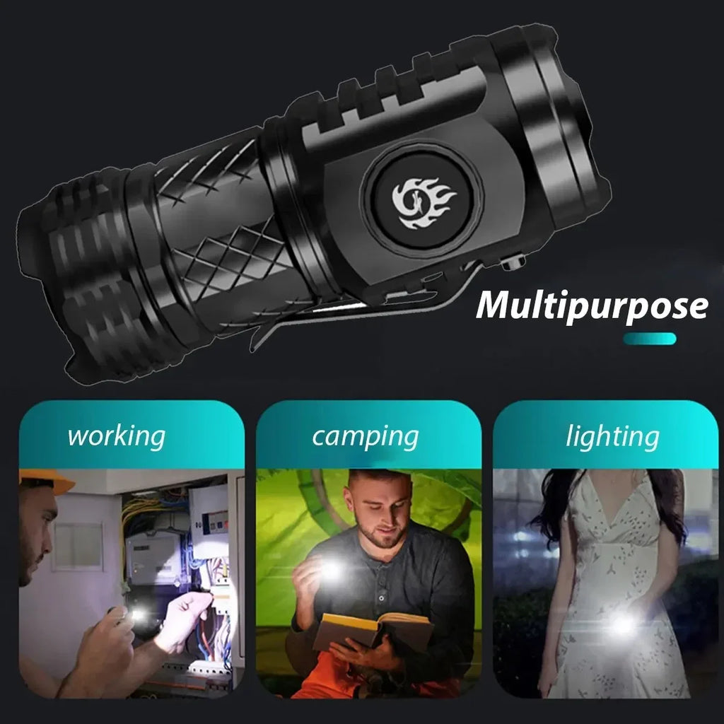 ESMARTER Mini 3-LED Flashlight – USB-C Rechargeable, 1800 Lm