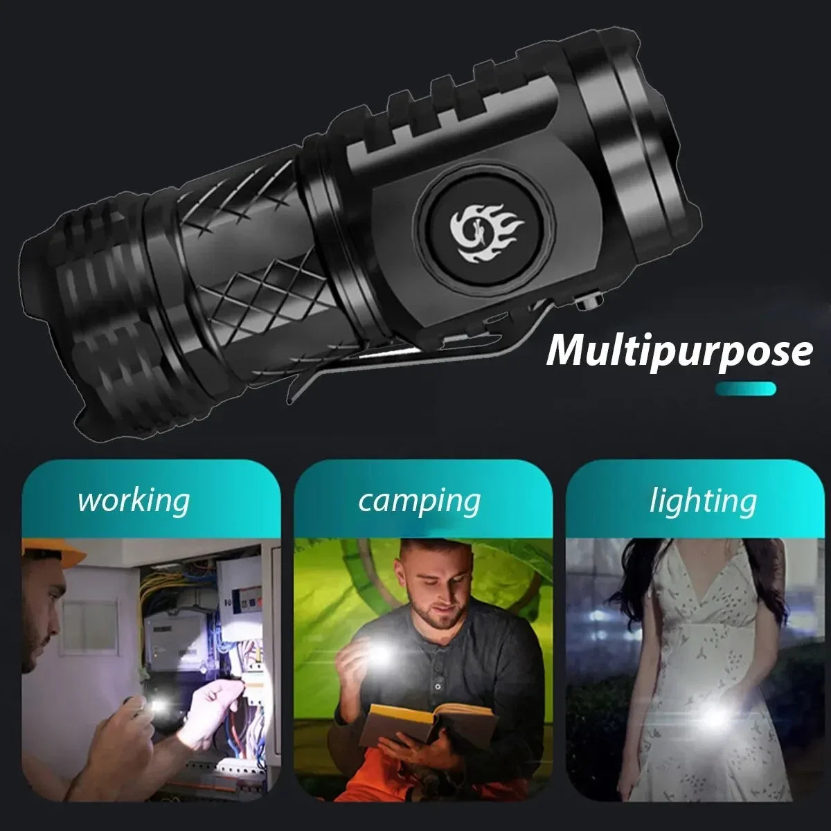 ESMARTER Mini 3-LED Flashlight – USB-C Rechargeable, 1800 Lm