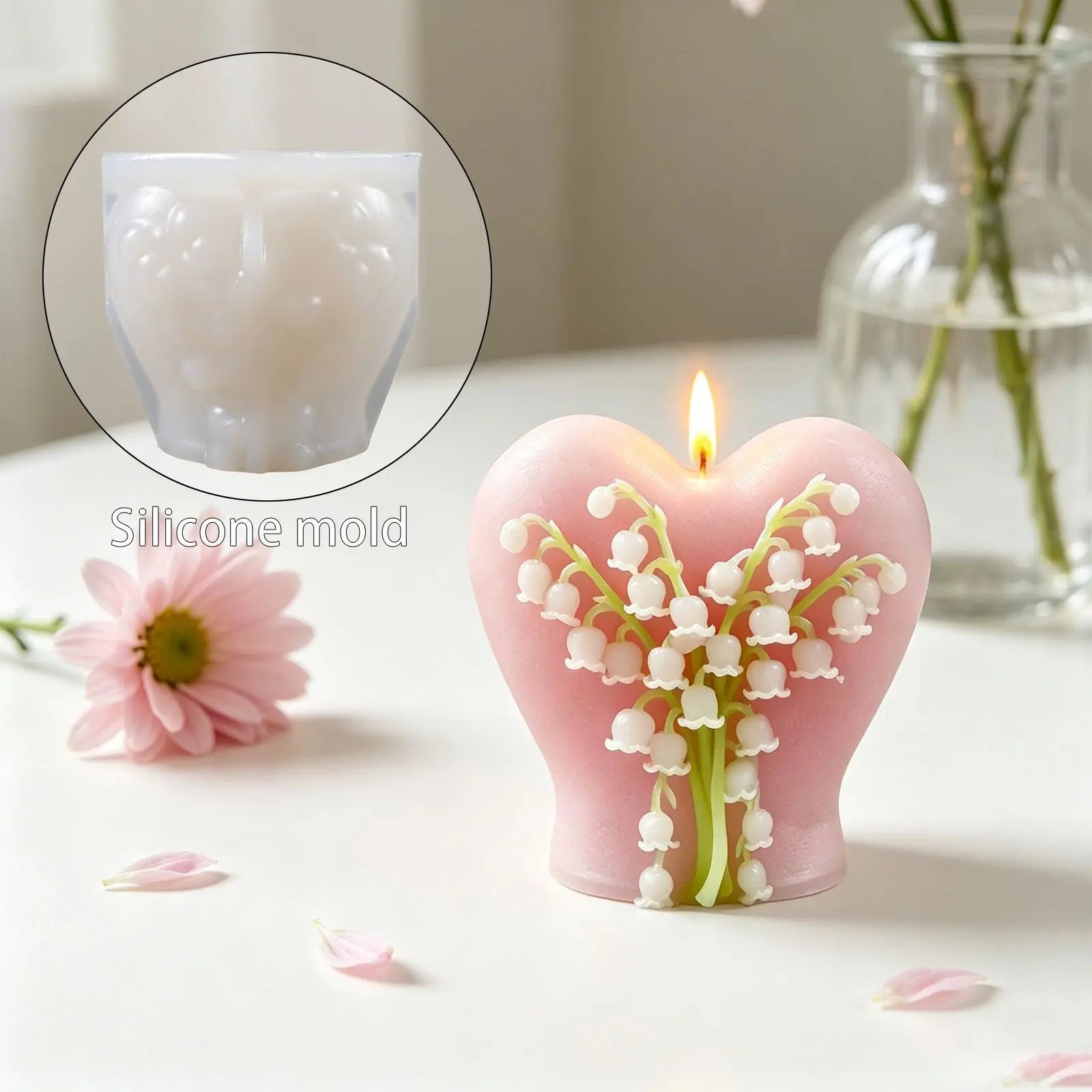 Orchid Heart Silicone Mold – DIY Candle, Plaster & Wax Craft