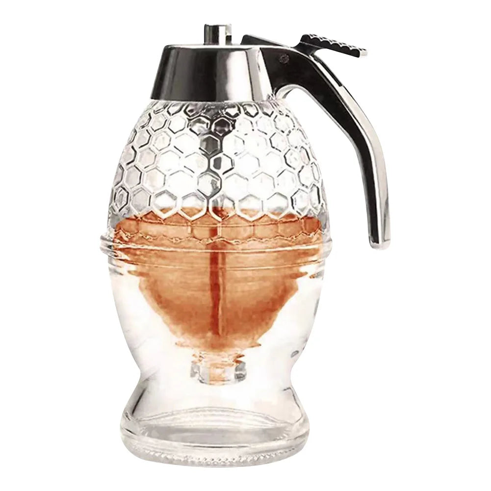 Syrup Dispenser No Drip Container Honey Comb Shaped Jar Sugar Juice
