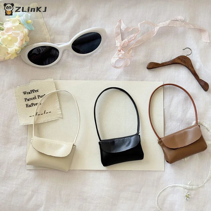 ▶1Pcs PU Leather Purse Accessories For 15-17cm Doll Handbag Lady Leather Bag Dollhouse Decoration Pretend Play Toy Zpaxo