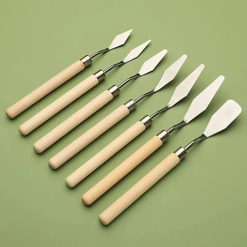 7Pcs/Set Artist Spatula Palette Knife For Painting Baking Art Craft Gouache Palette Knife Flexible Blade Artist Craft Supplies Zpaxo
