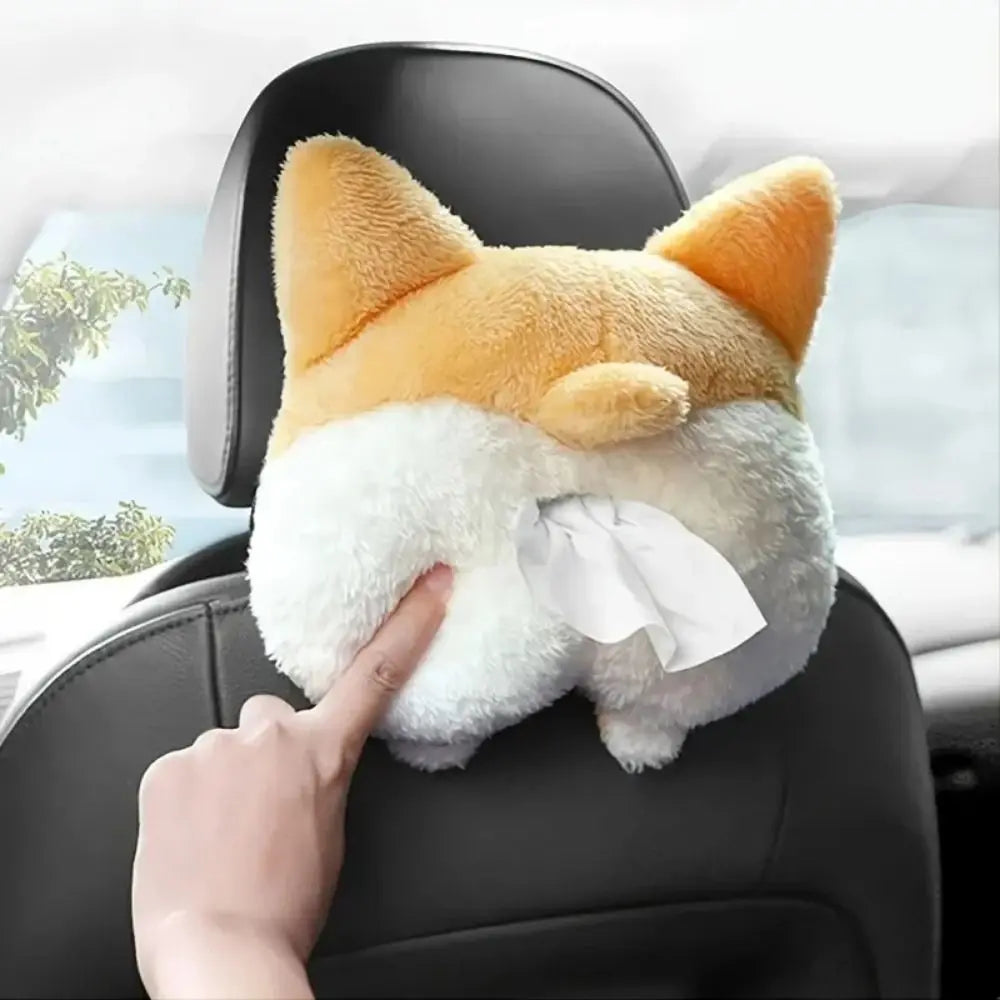 Creative Napkin Holder Corgi Ass Tissue Box Tissue Holder Cartoon Corgi Tissue Box Plush Soft Paper Napkin Case For Car Seat Zpaxo