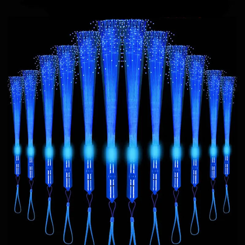 LED Fiber Optic Stick Wands Bulk Light Up Sticks Flashing Glow 3 Zpaxo Blue 12pcs