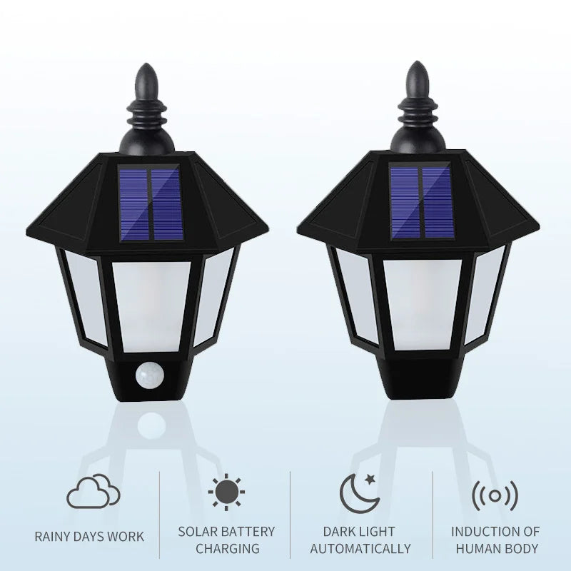 Solar Flame Wall Lights Sensor Flickering Outdoor Waterproof Security Zpaxo