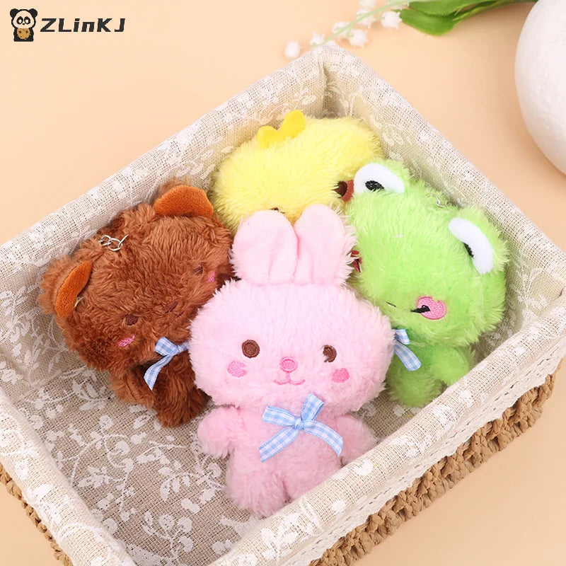 ▶1Pcs Cartoon Mini 4 Animal Little Bear Rabbit Frog Chicken Stuffed Plush Toy Plush Animal Keychain Decorate Zpaxo