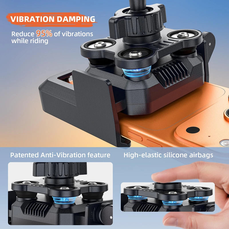 New Anti-Vibration Bicycle Phone Holder 360 Rotating Shock Absorber Quick Release Phone Mount For Electric Bike Motorcycle Zpaxo