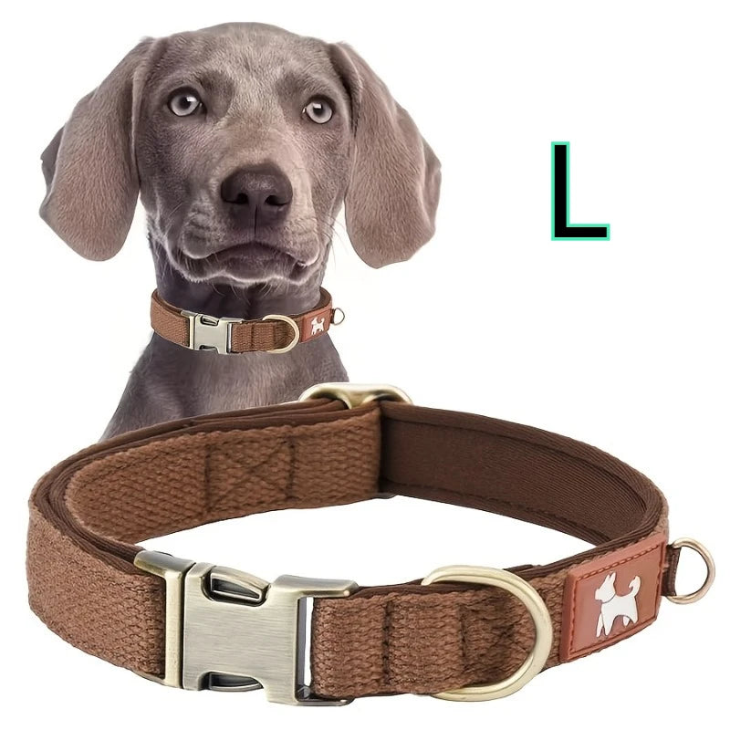 Vintage Durable Nylon Webbing Lined Dog Collar Suitable Large Medium Zpaxo BROWN-L