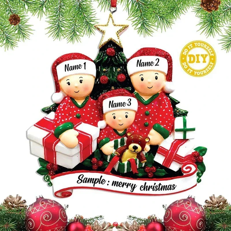 Personalized Resin Family Christmas Tree Ornaments Home Decoration