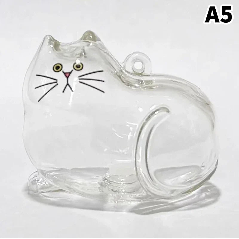 Memorial Keychain Cat Hair Storage Container Cute Cat Shaped Keyring Portable Handmade Key Chain DIY Keychains Accessories Zpaxo YELLOW
