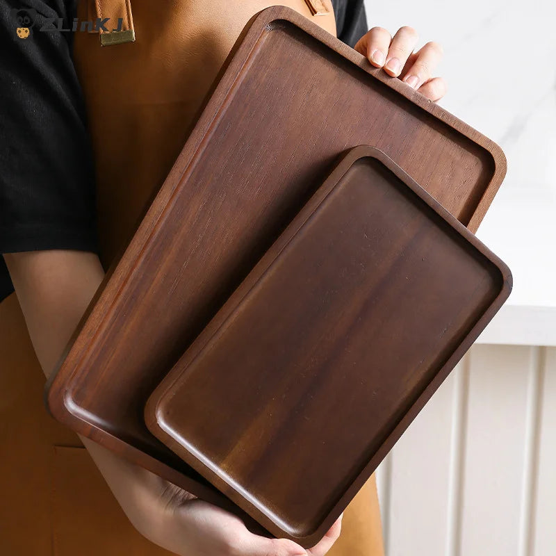 ▶1PCS Wooden Tray - Handmade Dinner Plate for Cake Bread Coffee Tea Serving Ideal for Table Decoration Zpaxo