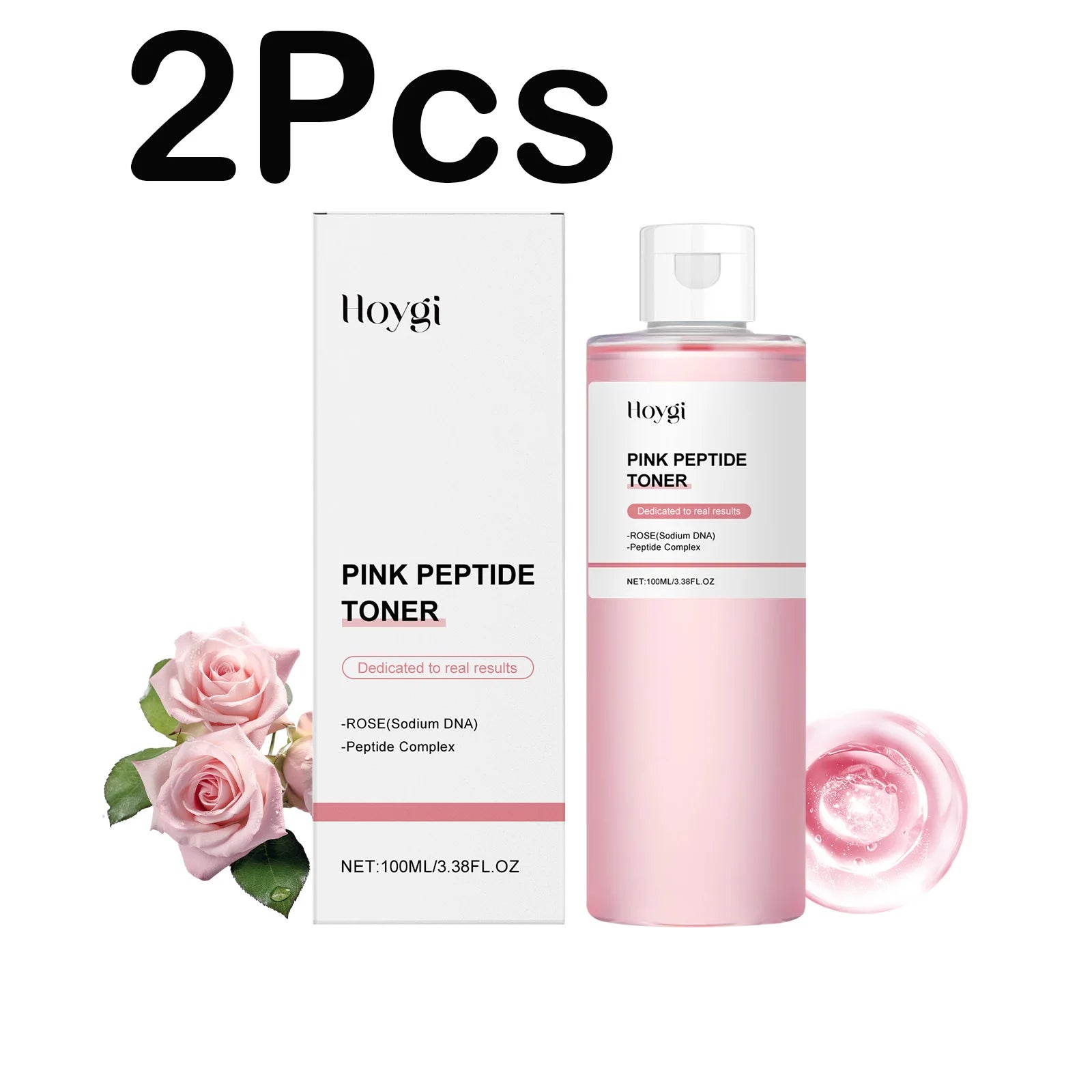 Hoygi Rose Peptide Toner – Hydrating, Brightening Facial Toner Facial Toner Zpaxo 2 x 100ml Boxed