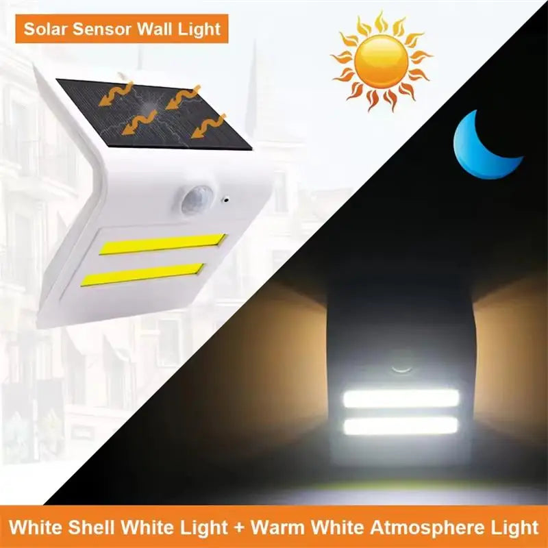 Solar LED Outdoor Motion Detection Wall Light IP65 Three Lighting Modes Black/White Housing Ambient Light Home Garden Decoration Zpaxo White-warm China Mainland