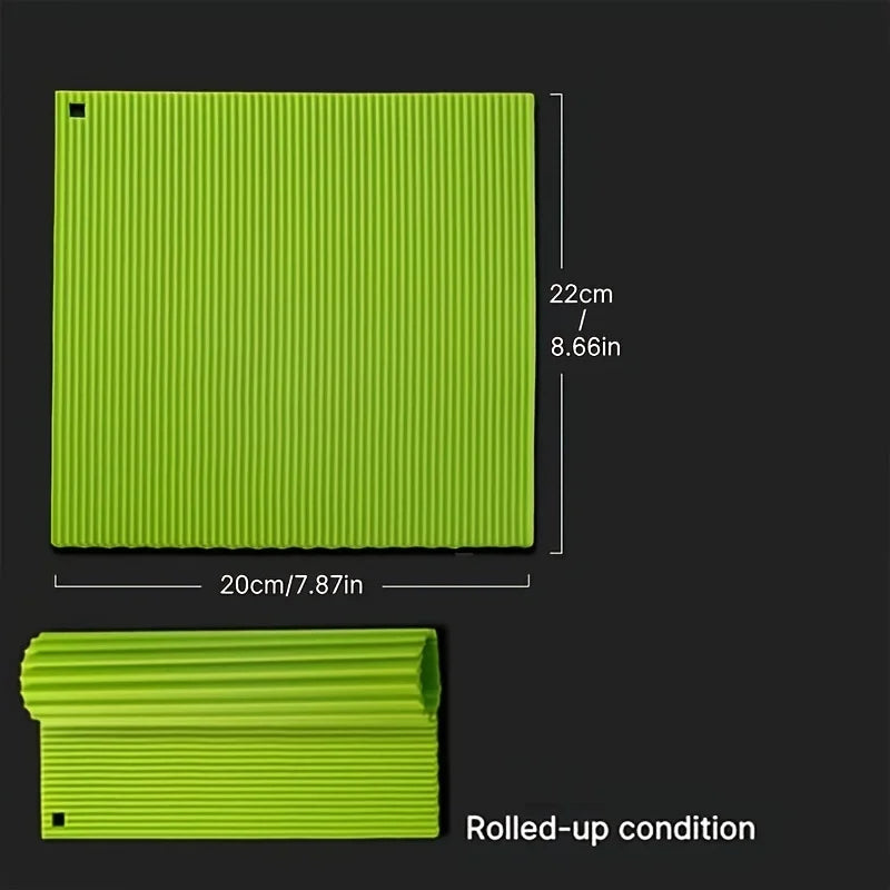 Reusable Silicone Sushi Roller Bamboo Pattern Hand Roll Mat, Easy Wash & Mildew Resistant Portable Sushi Making Kit Zpaxo green