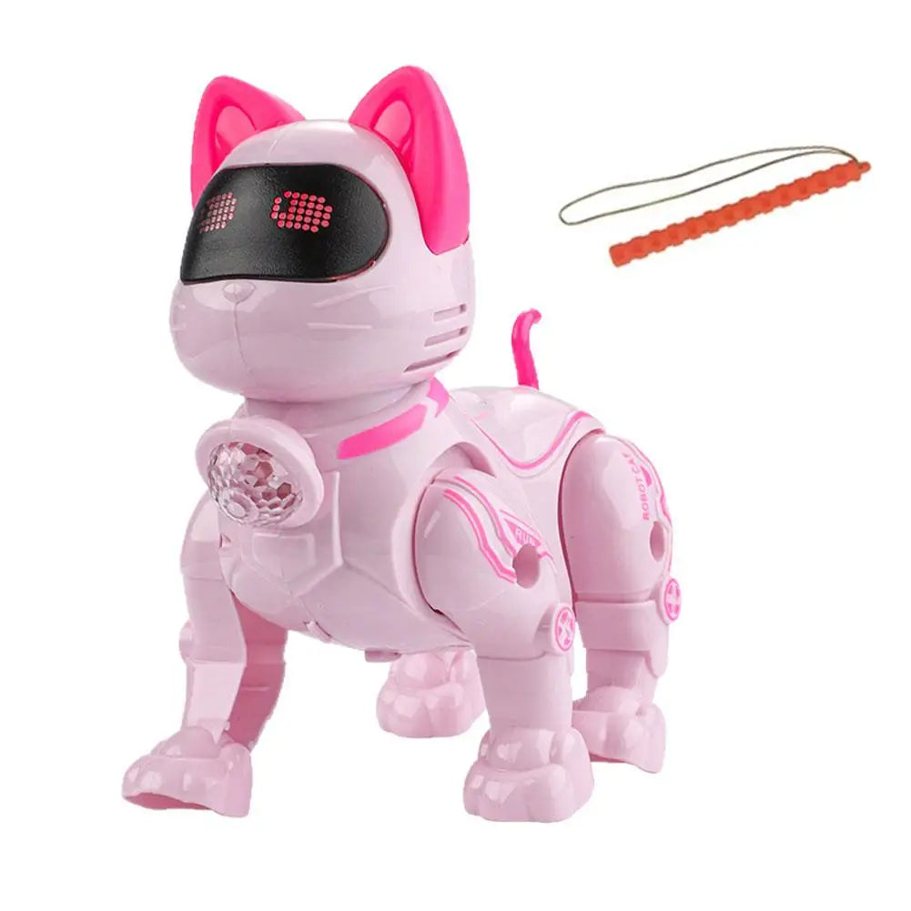 NEW Electric Robot Cat Toy Walking Singing Interactive Pet Toy with Leash Pink Machine Toy Birthday Gift for Kids Boys Girls Zpaxo B