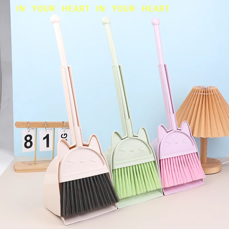 【X】1 Set Cartoon Flexible Bristles Kids Pretend Play Toddlers Indoor Outdoor Floor Sweeping Tool Kit Mini Children Broom Dustpan Zpaxo