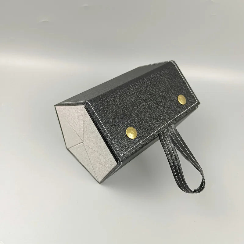1pc 5 Slots PU Leather Sunglasses Storage Case Portable Foldable Eyeglasses Organizer Display Multi Hanging Eyeglasses Holder Zpaxo Black 5 grid