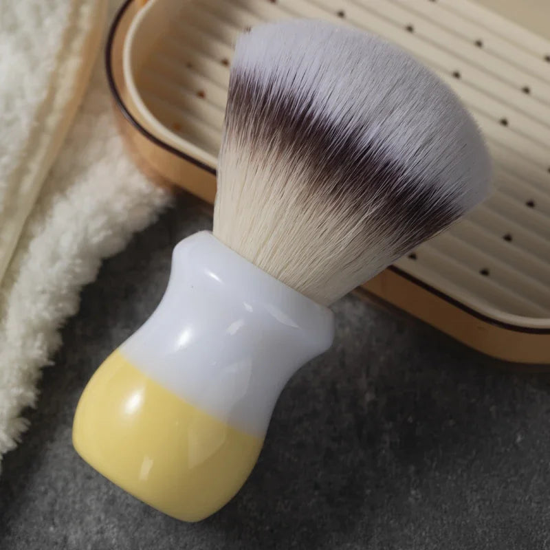 YAQI New Fashion Milk tea Color Synthetic Hair For Mens Wet Shaving Brush Soft High Quality Portable Travel Shaving Brush Zpaxo