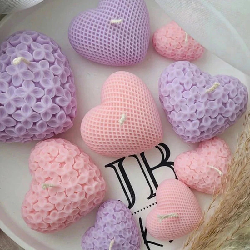 3D Heart Silicone Candle Mold for Valentine's Day Knitting Heart Flower Aromatherapy Soap Plaster Craft Gift Chocolate Cake Mold Zpaxo