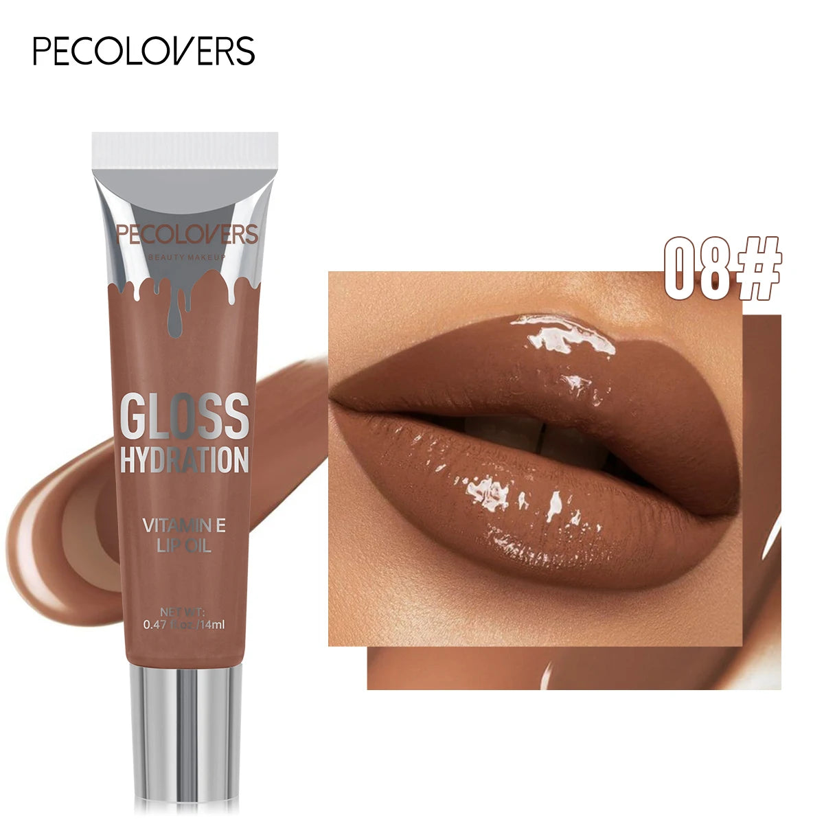 8-color Jelly Lip Oil, Fine Shimmer, Moisturizing, Long-lasting Lip Gloss, Lip Glaze, Hydrating, Removing Lip Lines, Essence Zpaxo 08