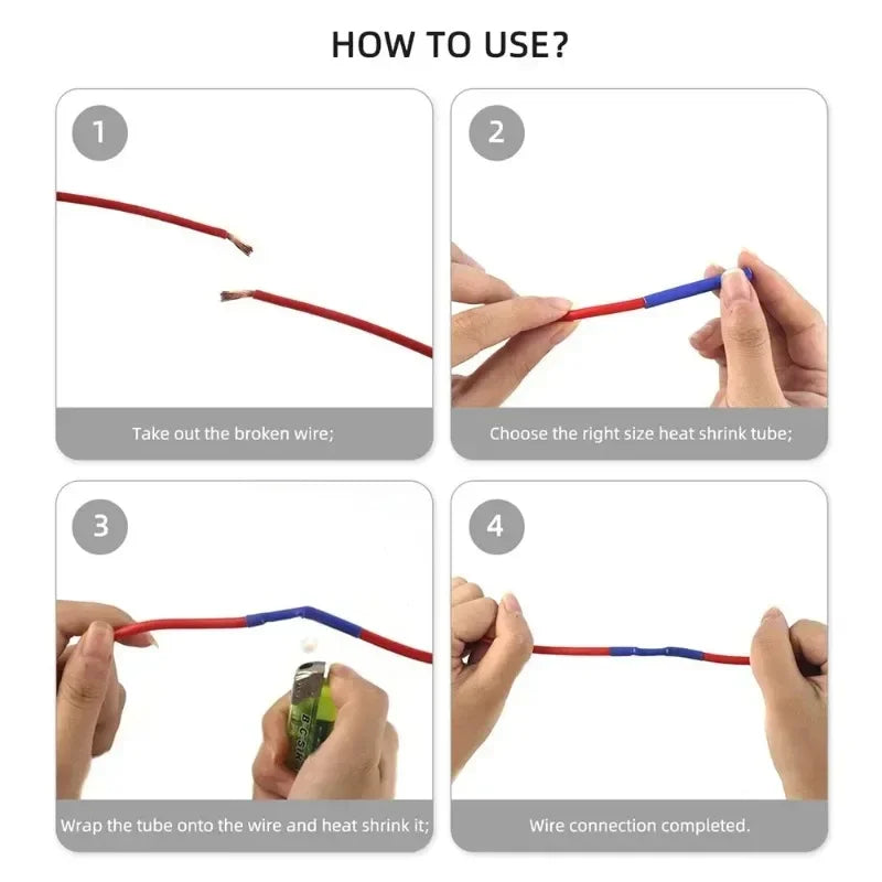 Heat Shrink Sleeving Tube Kit Wire Electrical Connection Wire Wrap Cable Protection Thermoresistant Tubing Wrapping Insulation Zpaxo