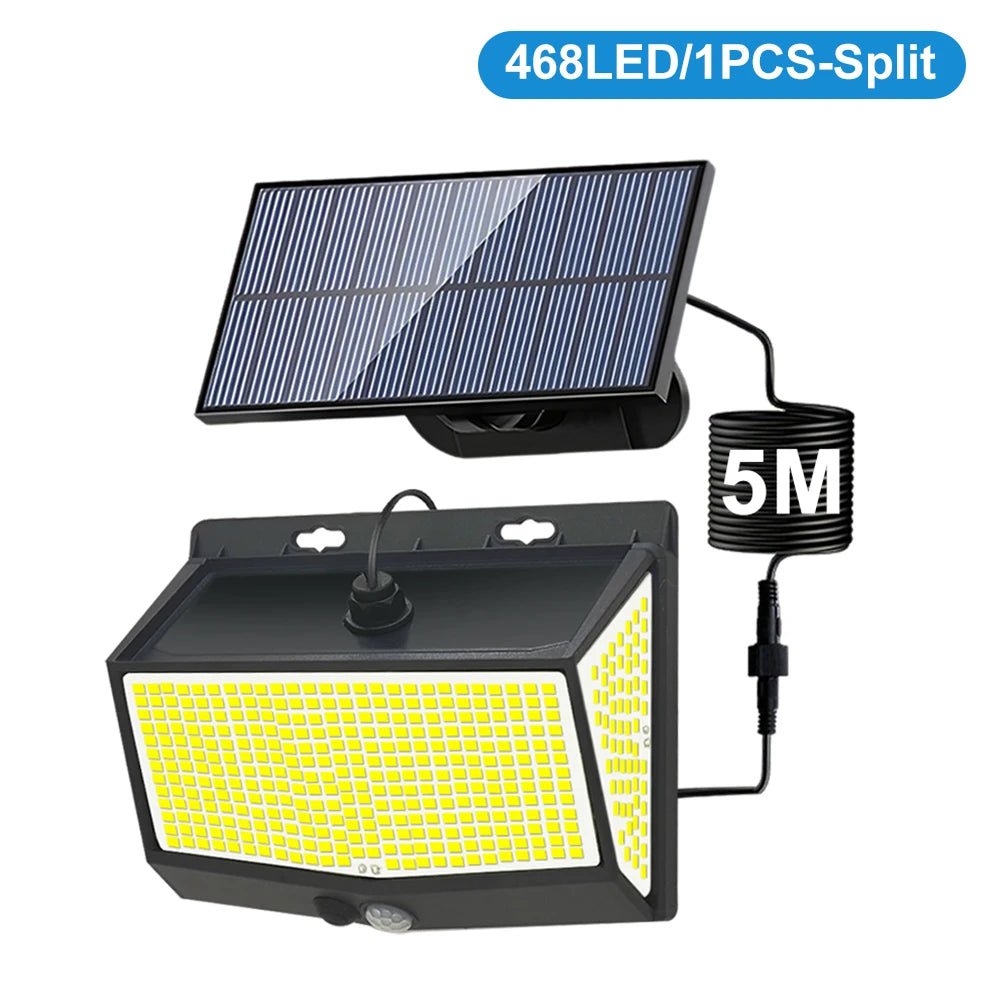 Outdoor 368/468 LED Solar Wall Light Motion Sensor Lights 3 Lighting Modes Solar Powered Garden Lights For Garden Lighting Zpaxo 468LED-Separated