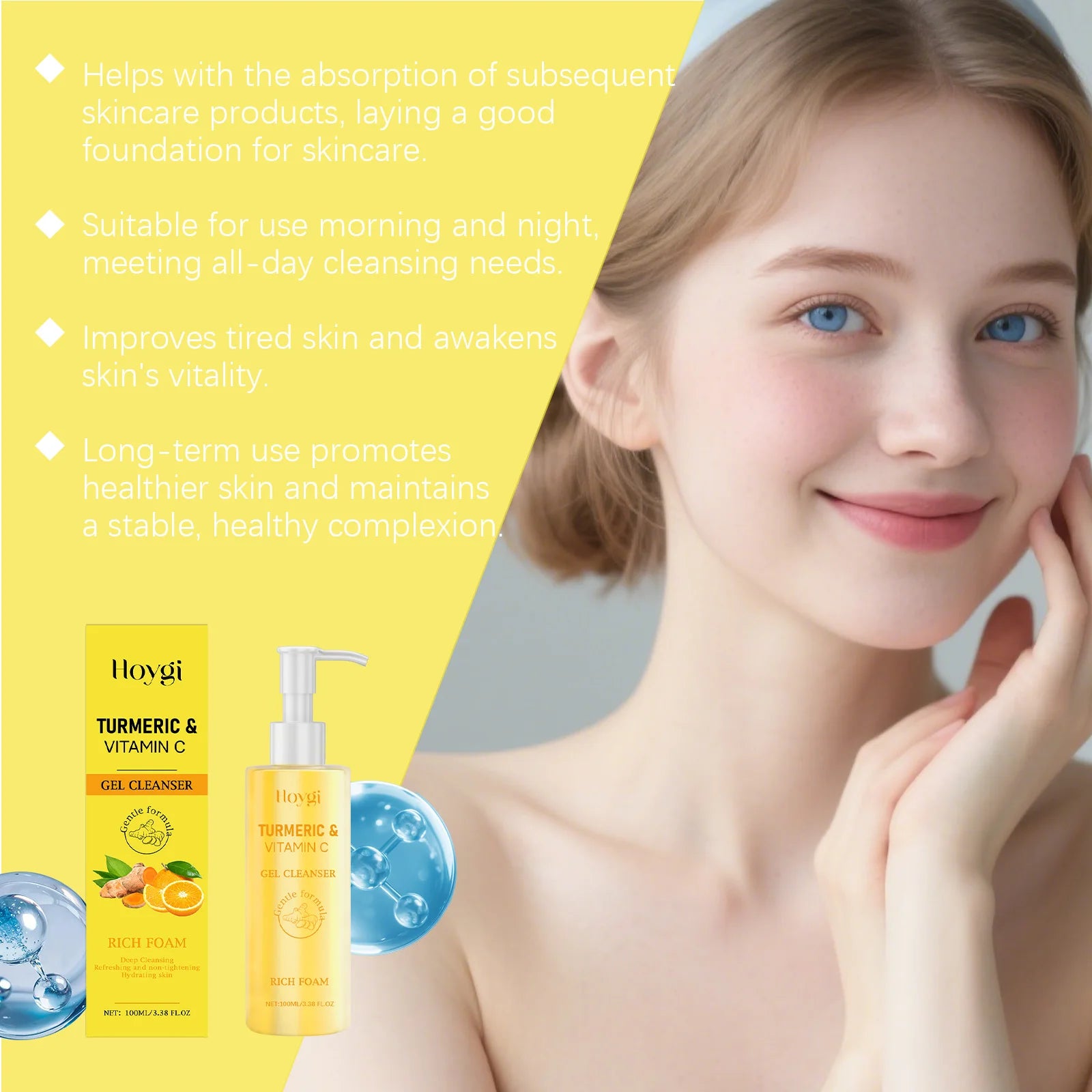 Turmeric Vitamin C Brightening Facial Cleanser – Hoygi 100ml Facial Cleanser Zpaxo