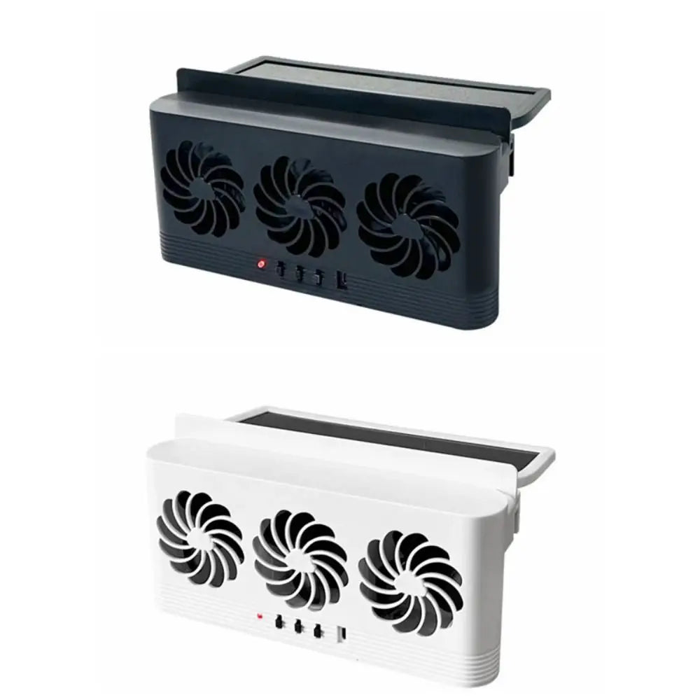 Durable 3 Head Solar Car Cooling Fan Air Vent Radiator Exhaust ABS Zpaxo