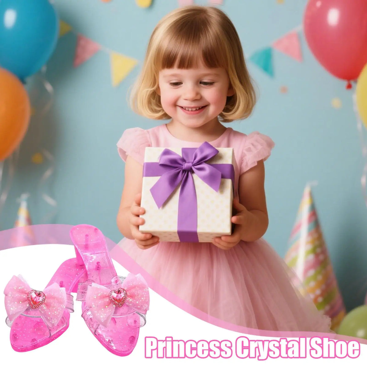 Princess Crystal Shoes Cosplay Prop Heels Pretend Play House Games Zpaxo