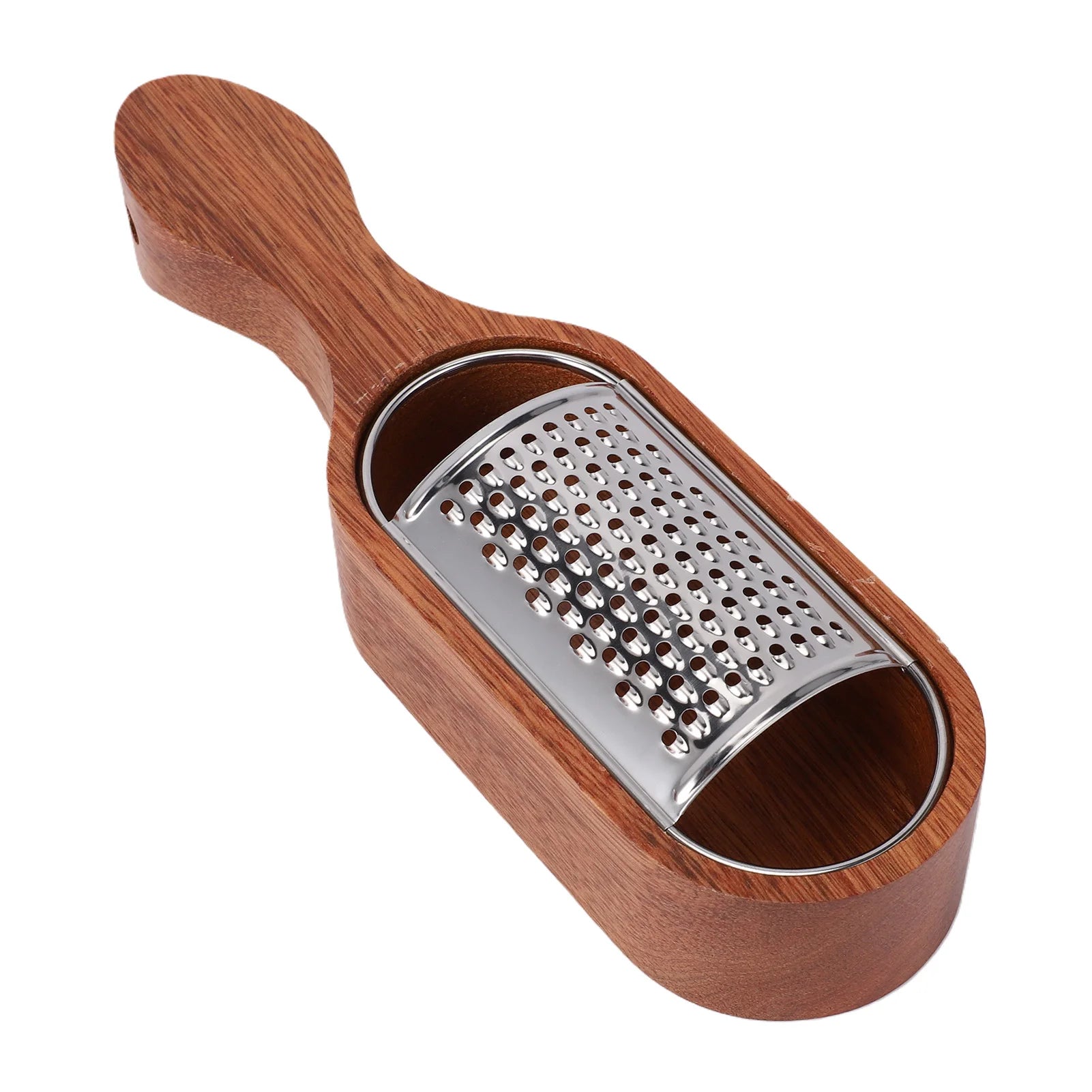 Wooden Handle Cheese Grater Manual Shredder Storage Space Handheld