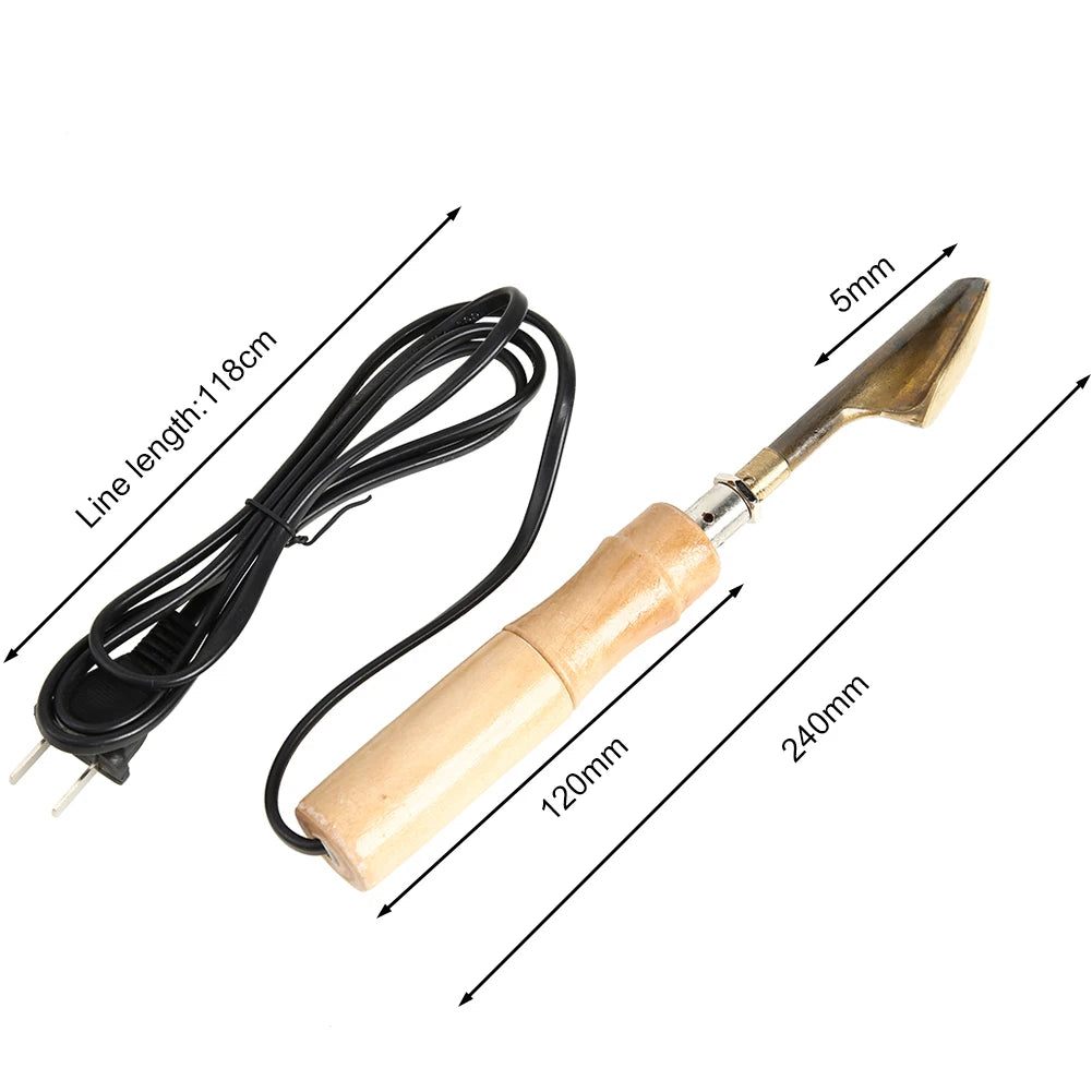 Household Electric Iron Wood Handle Leather Clothing Shoes Bag Wrinkle Removal Tool Strong Toughness Portable Mini Electric Iron Zpaxo basic 100V-240V EU Plug