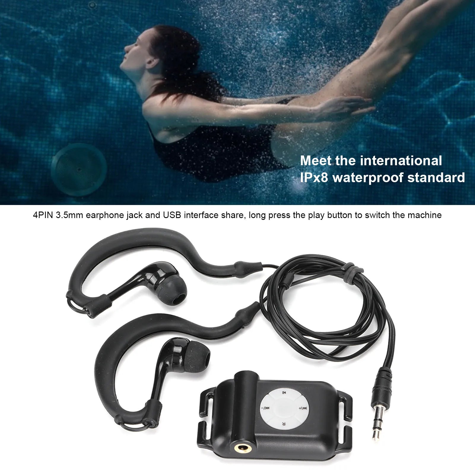 MP3 Player Headphone Waterproof Swimmer Swimming Watersports