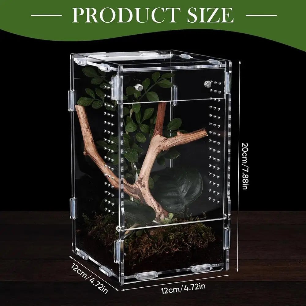 Reptile Enclosure Front Opening Escape Proof Habitat Acrylic Jumping