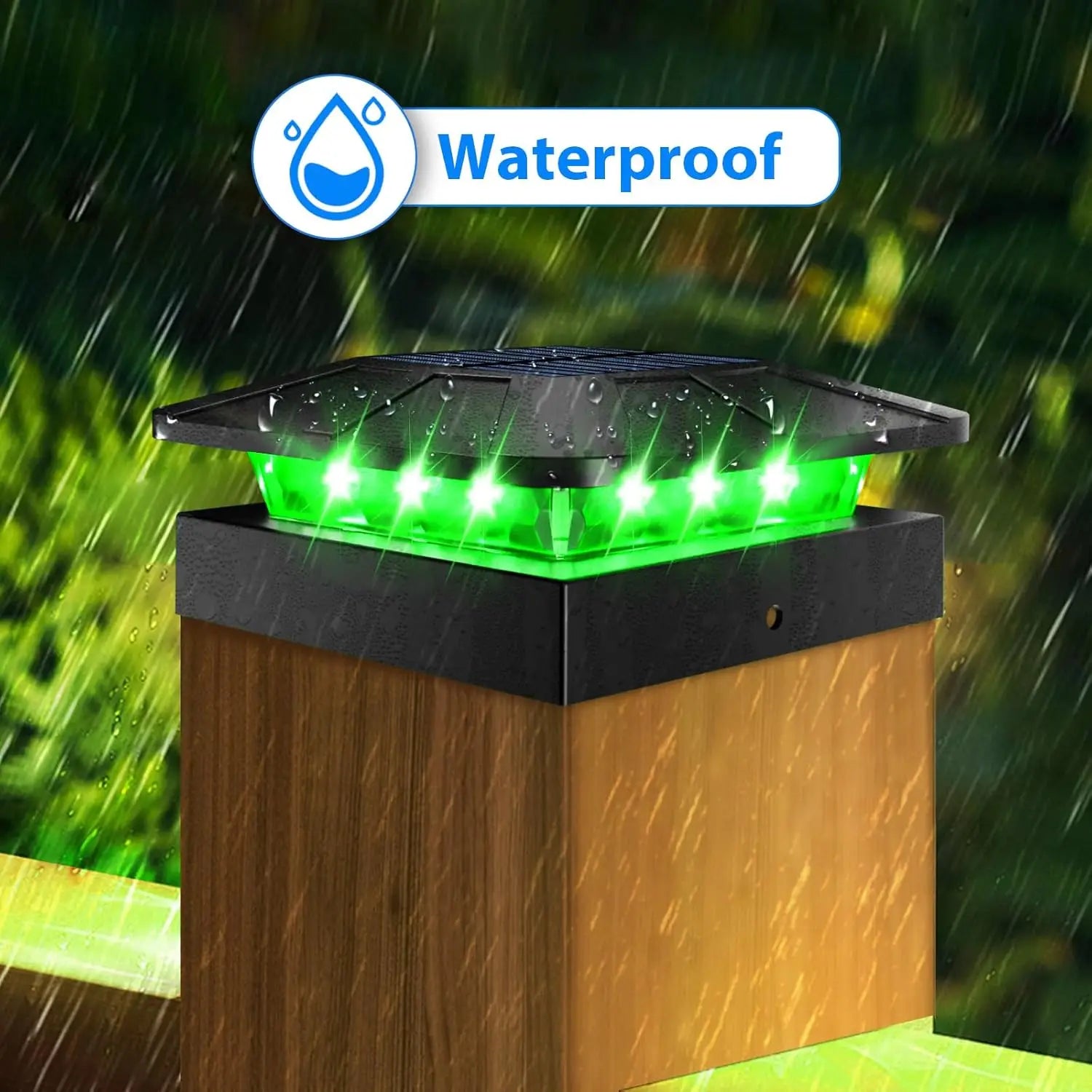 RGB Color Changing Solar Post Cap Light Outdoor 4x4 Solar Powered Fence Light Waterproof For Wood Vinyl Post Deck Porch Lighting Zpaxo