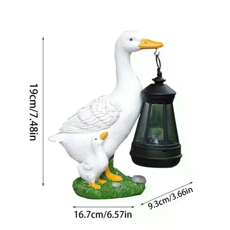 Resin Solar Duck Sculpture Super Bright Warm Light Solar Lamp Garden Stake Light Energy Saving LED Animal Figurine Outdoor Zpaxo