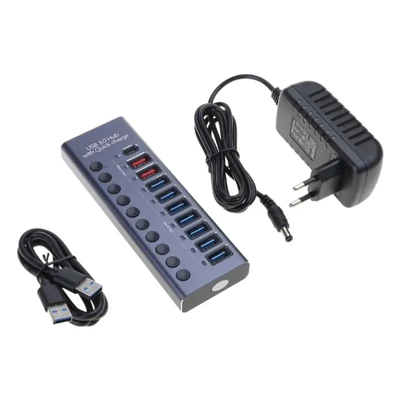 652F 9-Port USB C Hub Expander Power Switches LED Zpaxo EU CN
