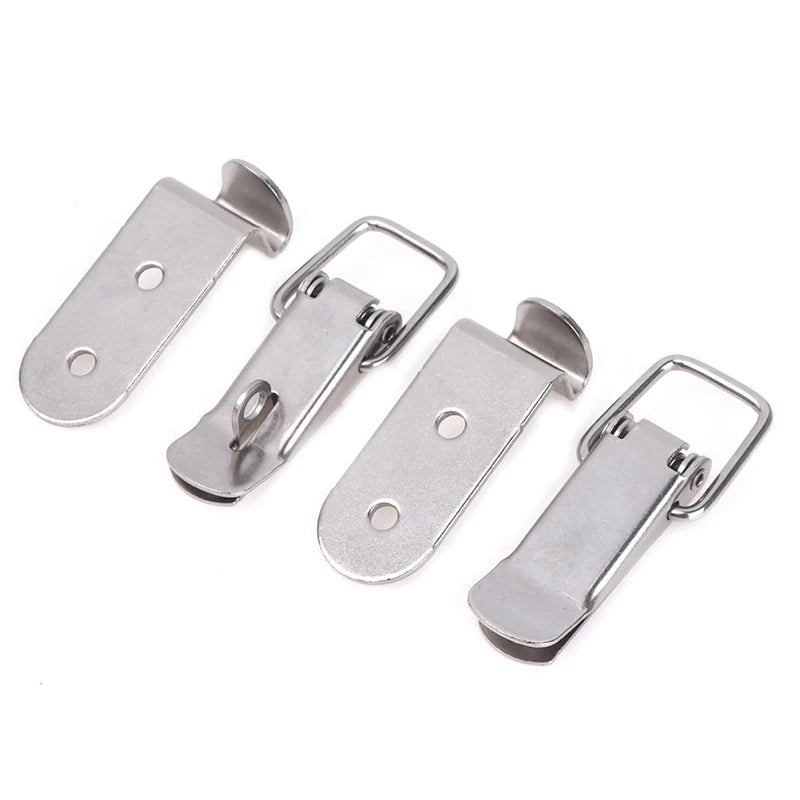 90 Degrees Duck-mouth Buckle Hook Lock Iron Spring Loaded Draw Toggle Latch Clamp Clip Silver Hasp Latch Catch Clasp Zpaxo