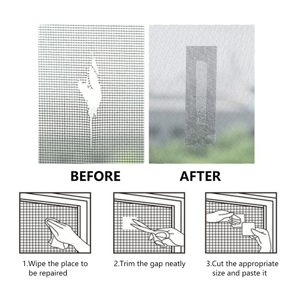 Window Screen Repair Tape Self 5*200cm Adhesive Mesh Tape Net Door Fix Patch Anti Insect Mosquito Mesh Broken Strong Repairing Zpaxo