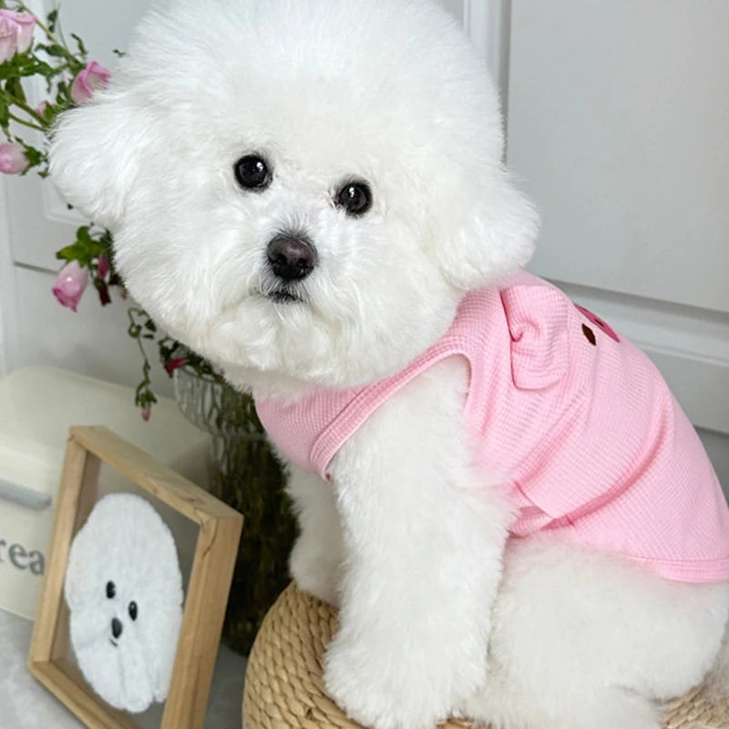 Cute Pet Vest Breathable Waffle Knit Soft Comfortable Traction Buckle Zpaxo