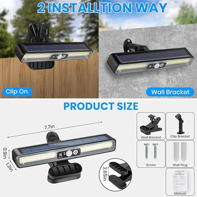Clip-On Solar Motion Sensor Light – 36 LED Outdoor Fence Lamp