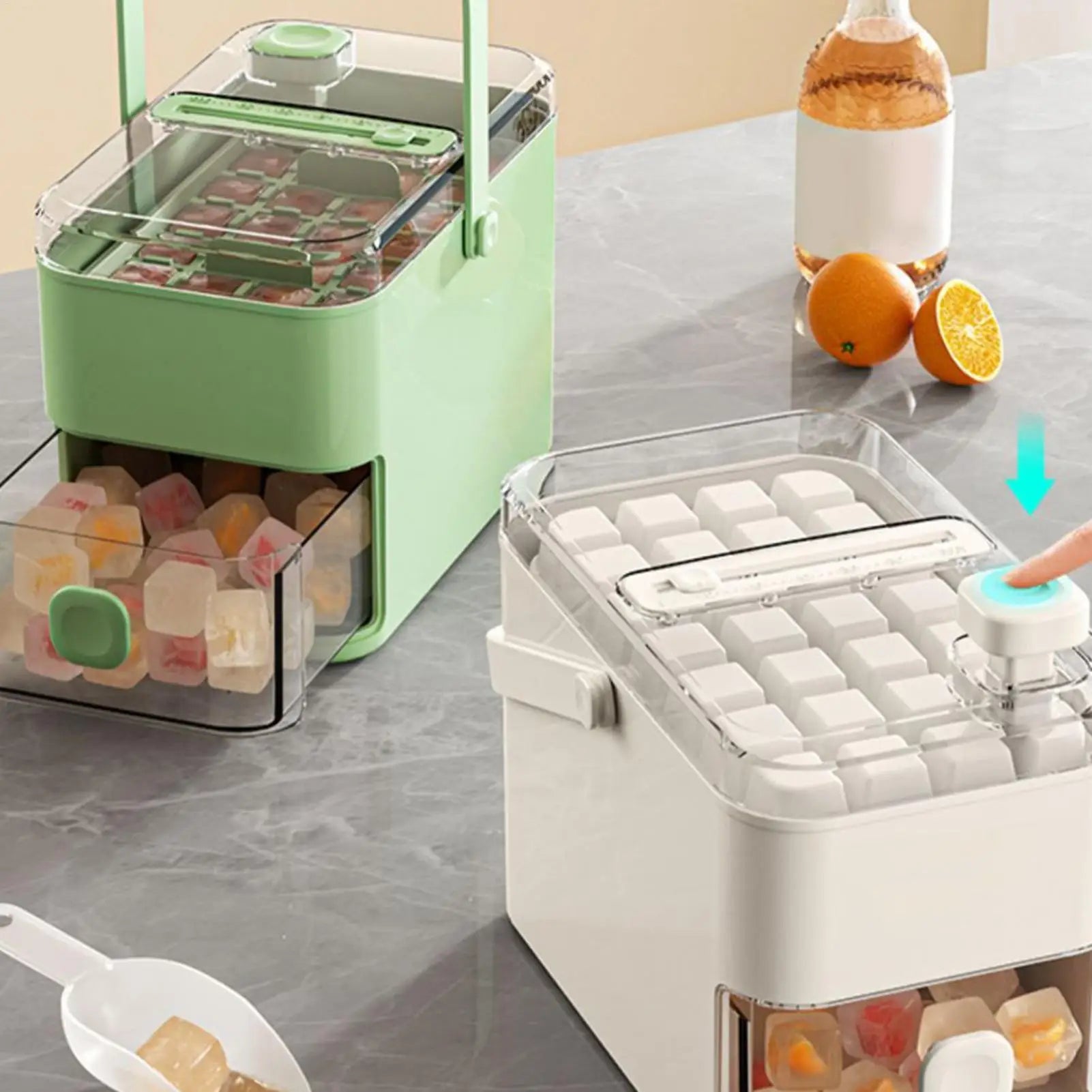 Ice Tray Box 56-Cavity Reusable Double-layer Press Lid Portable Maker