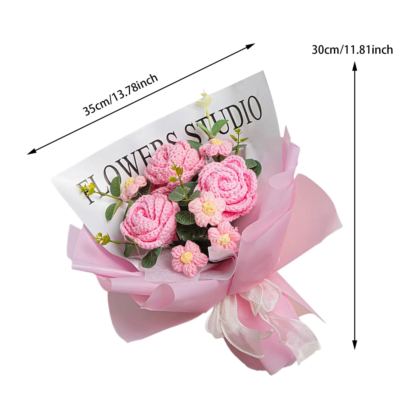 Crochet Tulip Flower Bouquet Decoration Completed Handmade Knitted Bouquet for Mothers Day Gifts Party Birthday Home Wedding Zpaxo Gradient pink