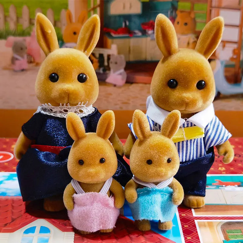 Dollhouse 1 12 Simulation Forest Family Doll Reindeer Panda Animal Zpaxo Brown rabbit family